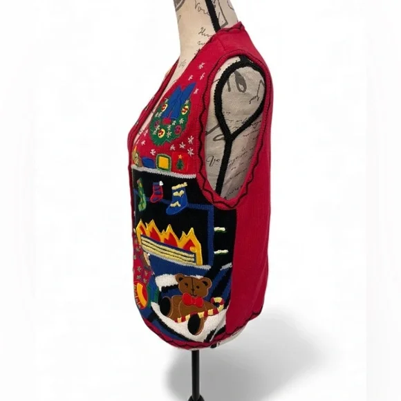 Designer Originals Studio Christmas Sweater Vest S – Ugly Holiday Party Teddy - Picture 2 of 7